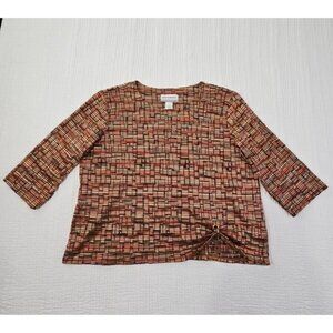 Alfred Dunner Jewel Tone Metro Boxy Tunic Women's PL Rhinestones 1/2 Sleeve EUC